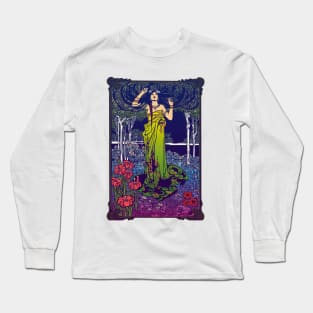 Art Nouveau Lady (green/pink) Long Sleeve T-Shirt